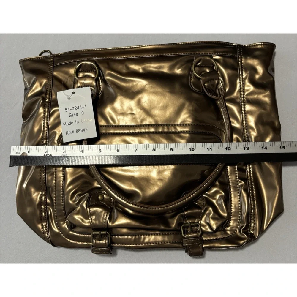 Shiny Bronze Lightweight Tote Shoulder Bag Tablet Purse Y2K 90's‎ Retro Travel